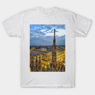 Night View from the Roof of Cathedral in Milan, Duomo T-Shirt